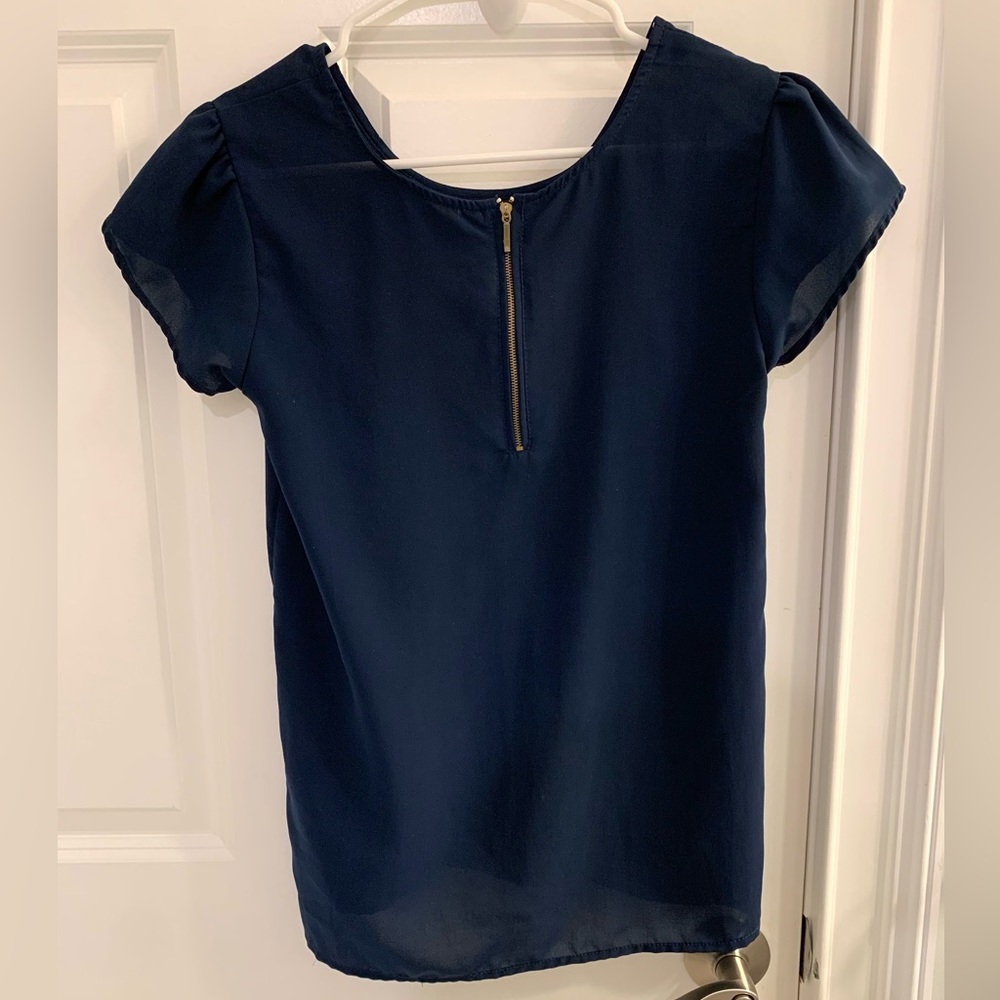 JAPNA • Indigo Blue Light Shortsleeved Blouse - Picture 4 of 9